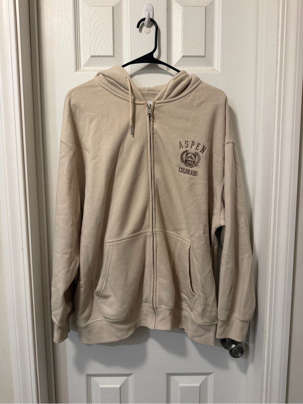 Aspen Colorado Beige Full-Zip Hoodie